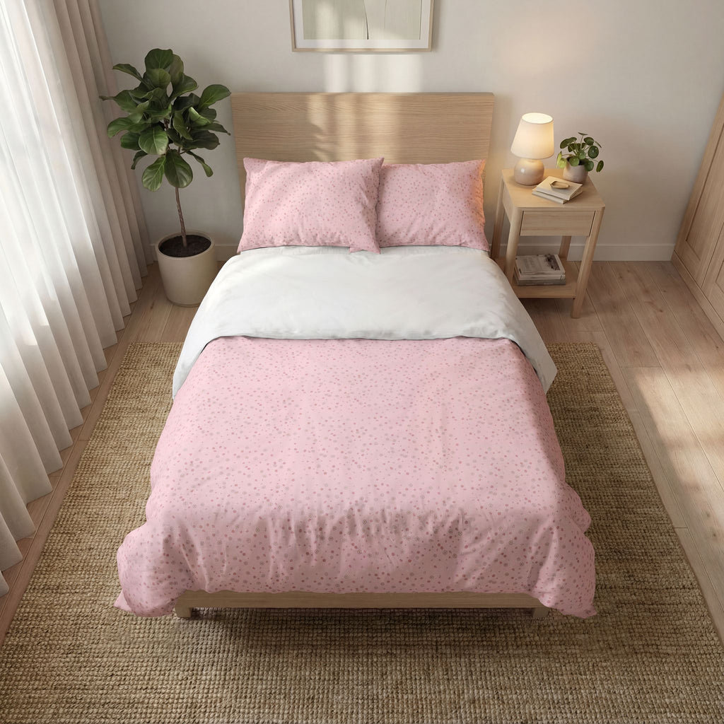 Pink Floral Quilt Cover Set (3-Piece) — Soft Microfiber Duvet Cover & Pillowcases