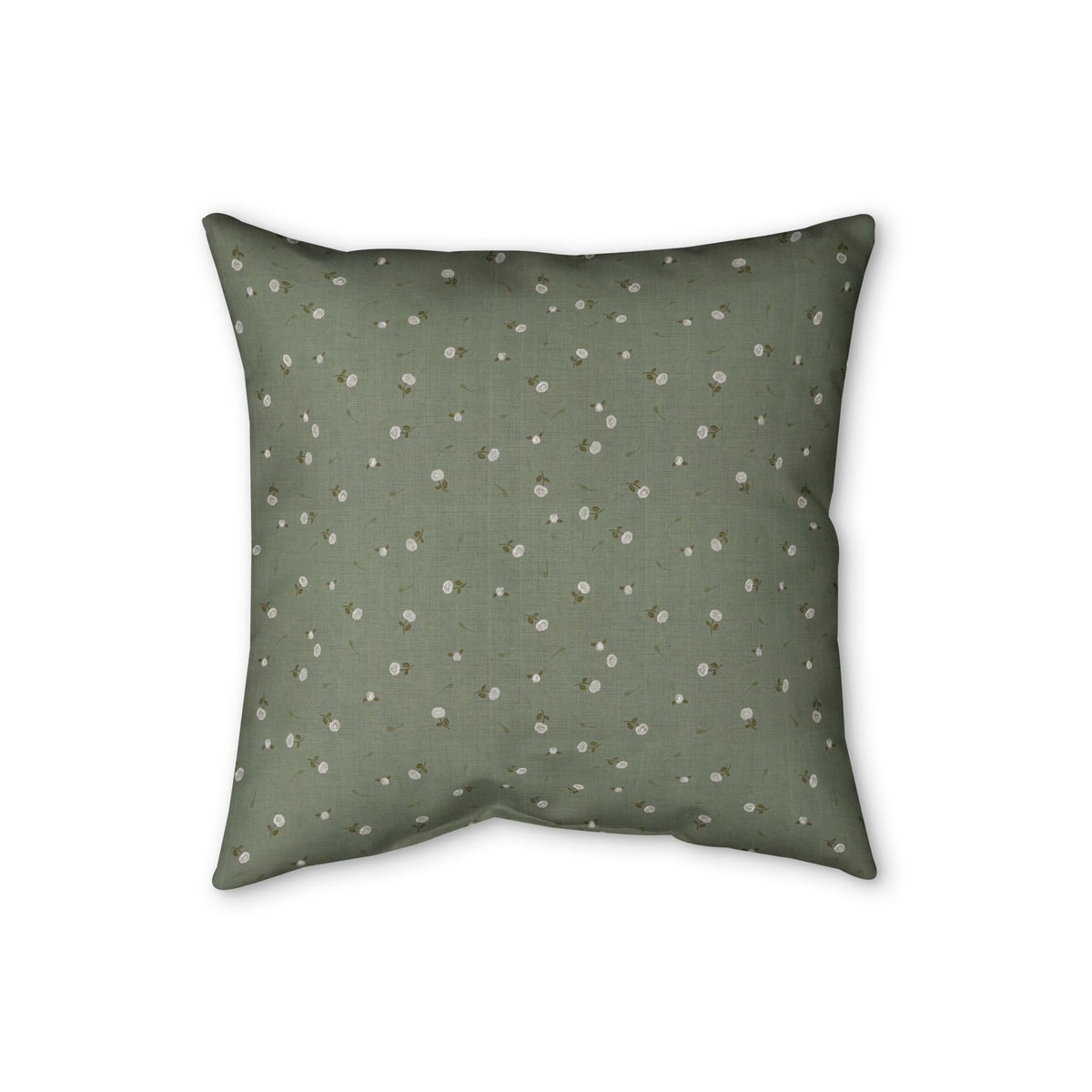 Olive Dot Faux Linen Pillow — Textured Decorative Throw Pillow