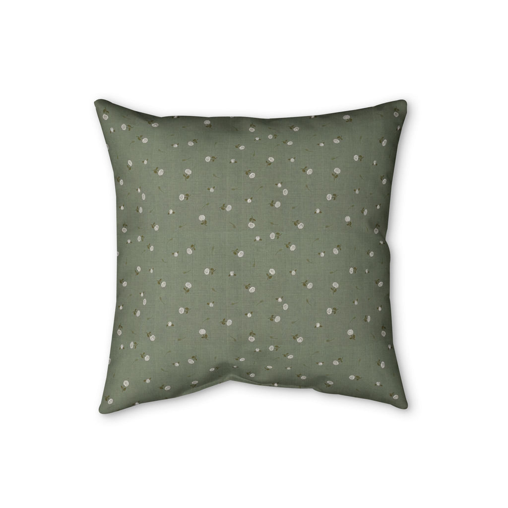 Olive Dot Faux Linen Pillow — Textured Decorative Throw Pillow
