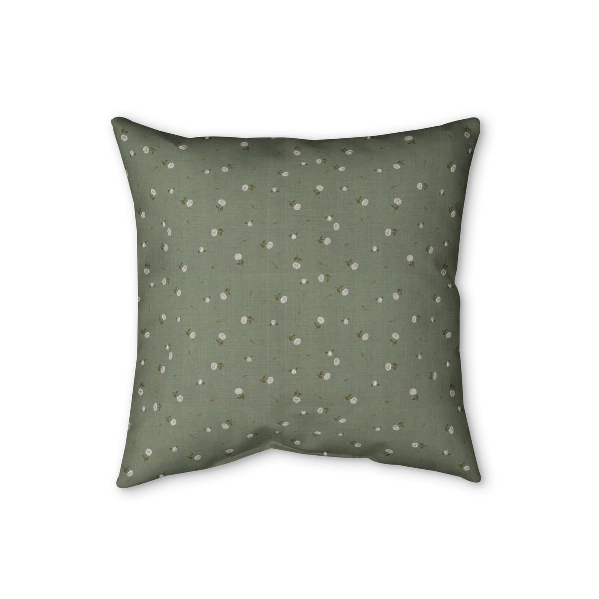 Olive Dot Faux Linen Pillow — Textured Decorative Throw Pillow