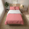 Red Gingham Quilt Cover Set - 3-Piece Checkered Duvet & Pillowcase Bedding