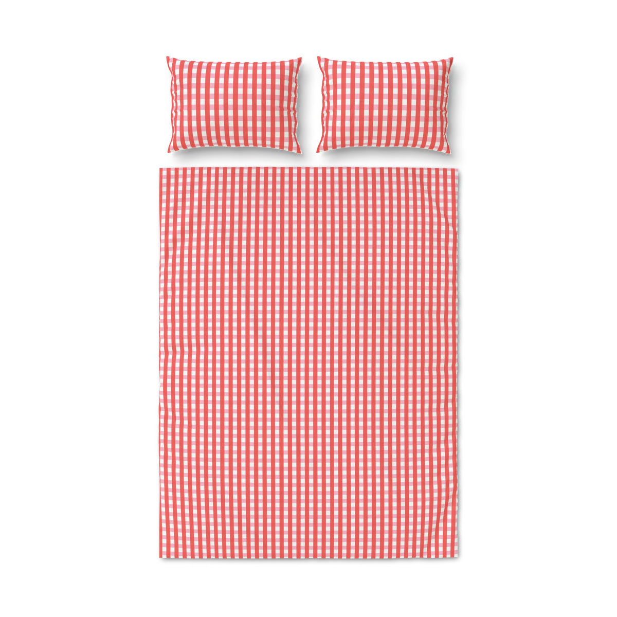 Red Gingham Quilt Cover Set - 3-Piece Checkered Duvet & Pillowcase Bedding