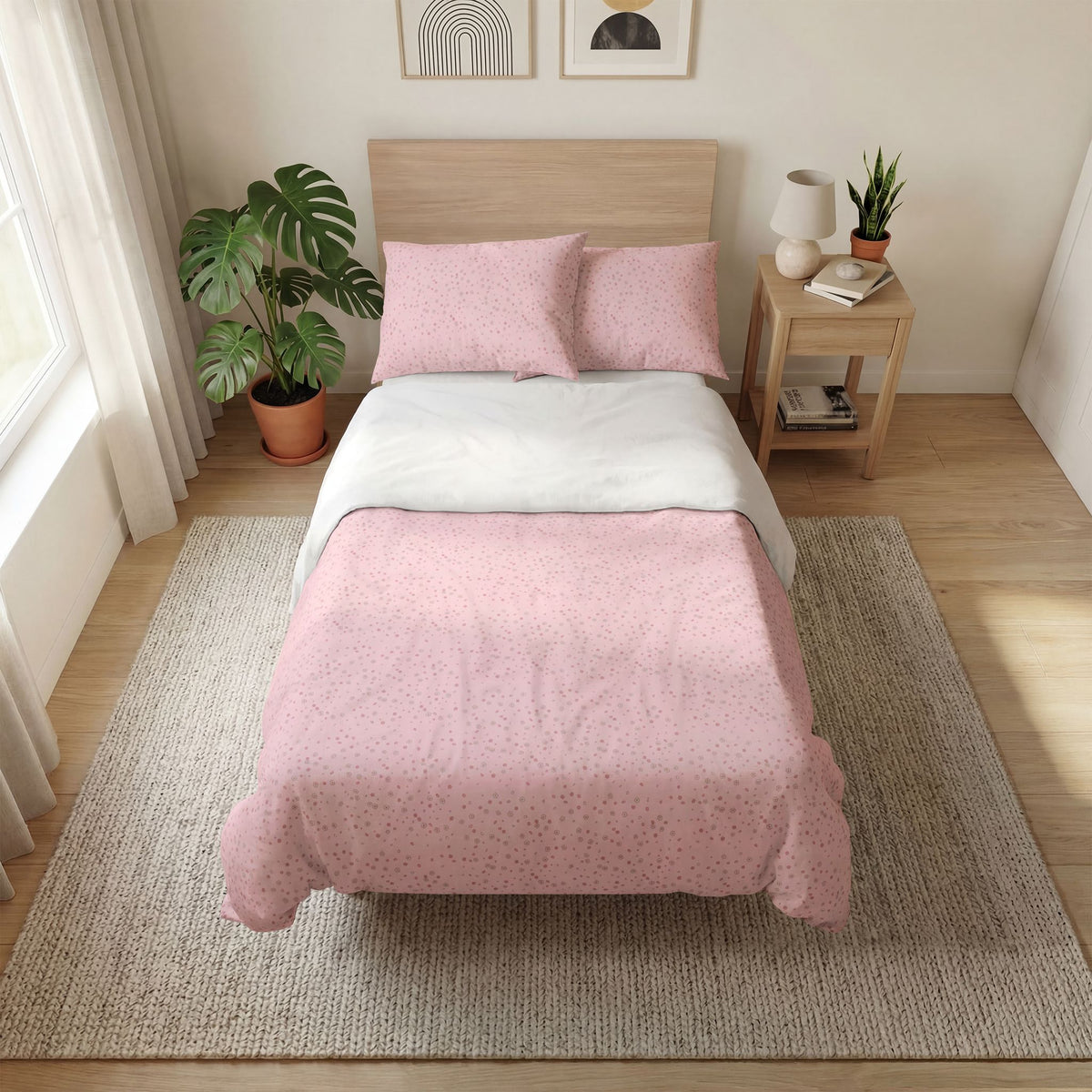 Pink Floral Quilt Cover Set (3-Piece) — Soft Microfiber Duvet Cover & Pillowcases