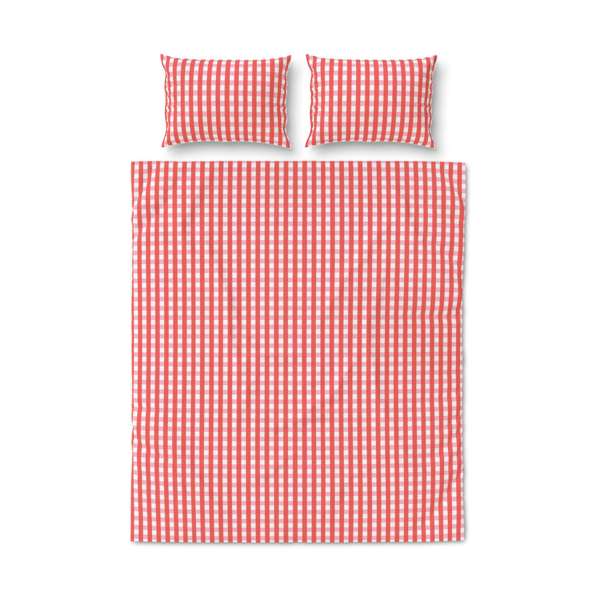 Red Gingham Quilt Cover Set - 3-Piece Checkered Duvet & Pillowcase Bedding